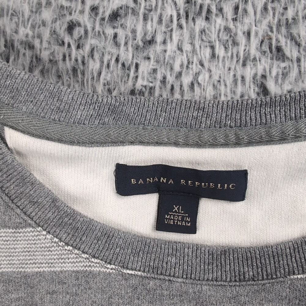 Banana Republic Sweater Men Extra Large Gray Striped Casual Tight Knit Chore - Picture 2 of 6